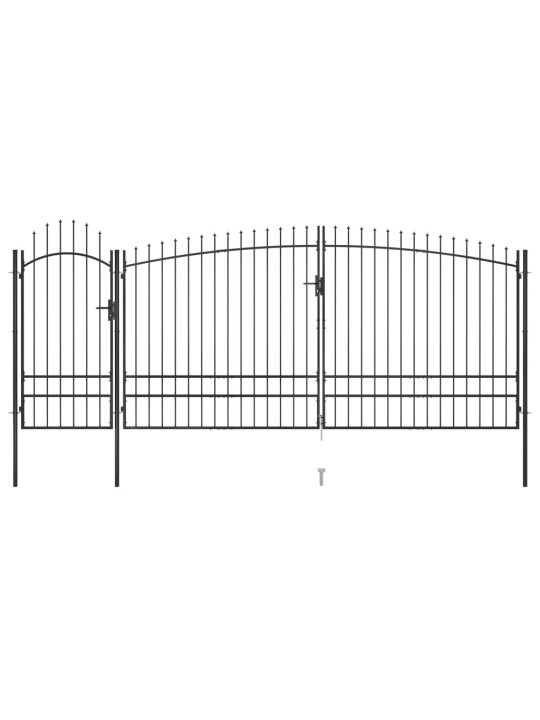 Zahradní plotová brána s hroty 5 x 2,45 m černá
