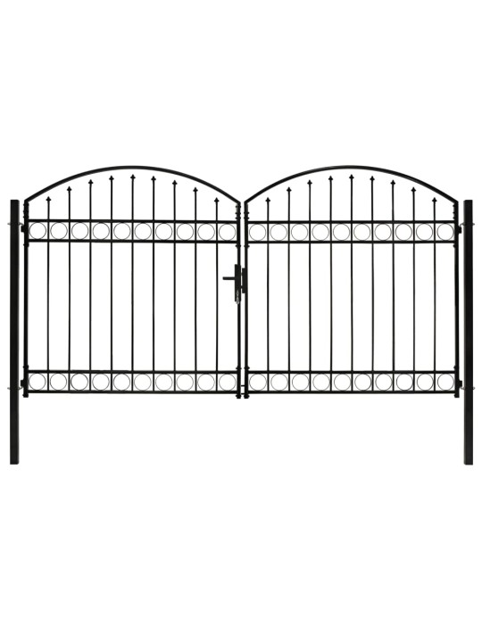 Dvoukřídlá zahradní brána s obloukem ocel 300 x 175 cm černá