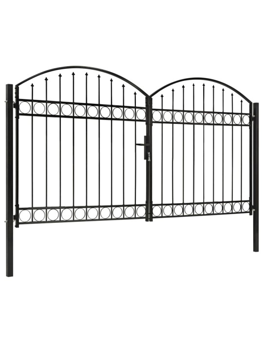Dvoukřídlá zahradní brána s obloukem ocel 300 x 175 cm černá