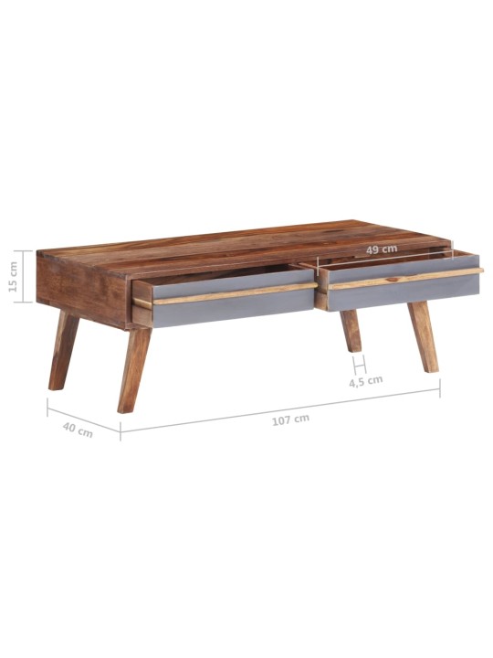 Konferenční stolek šedý 110 x 50 x 40 cm masivní dřevo
