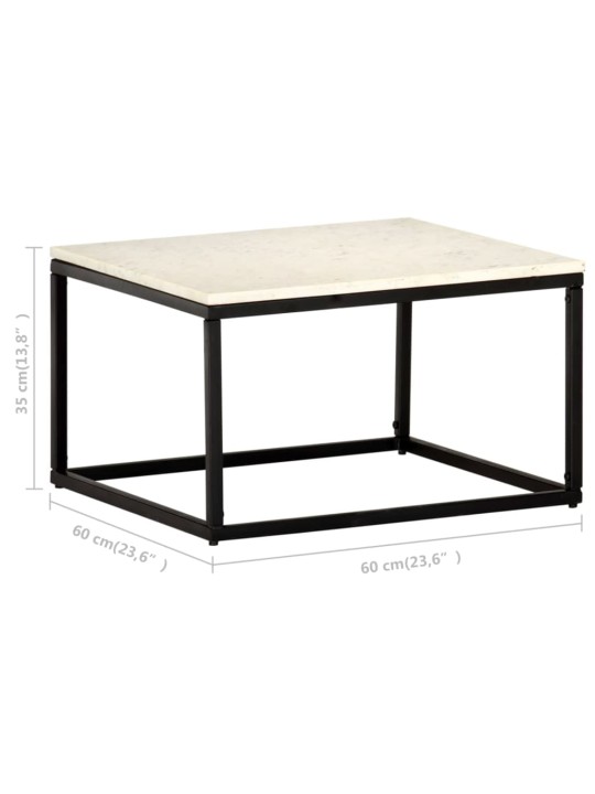 Konferenční stolek bílý 60x60x35 cm pravý kámen mramorový vzor