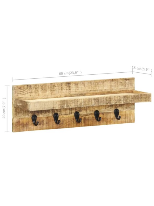 Nástěnný věšák 60 x 15 x 20 cm masivní hrubé mangovníkové dřevo
