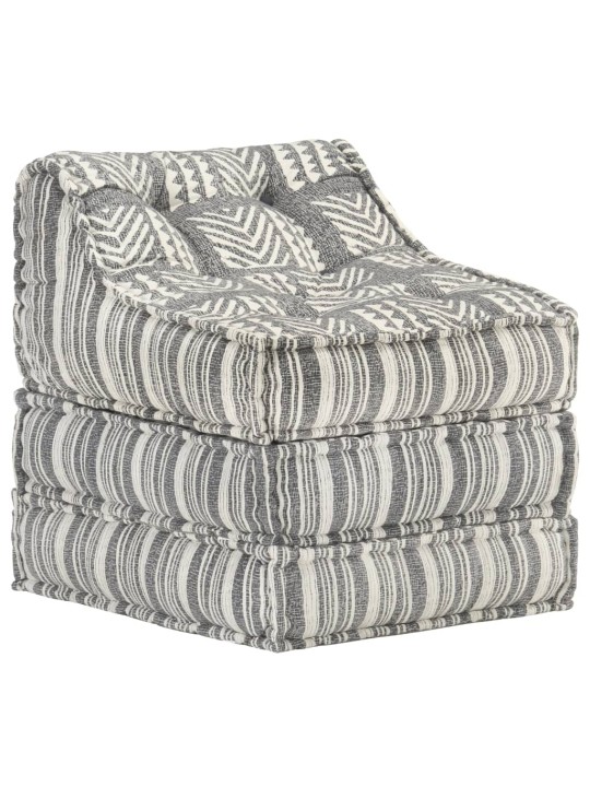 Modulární pouf šedý pruhovaný textil