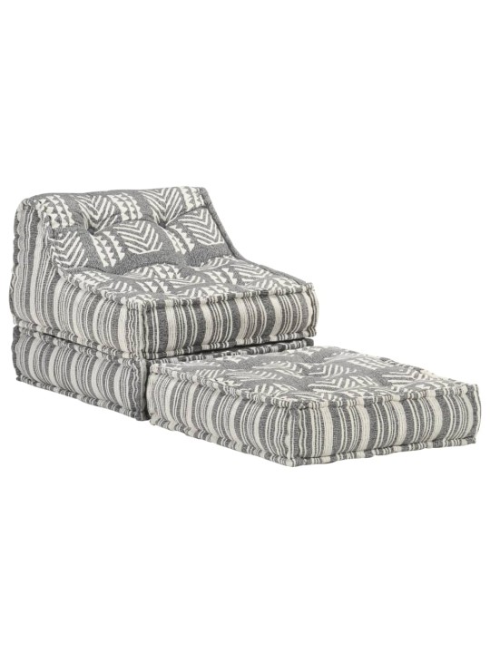 Modulární pouf šedý pruhovaný textil
