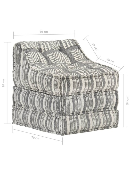 Modulární pouf šedý pruhovaný textil