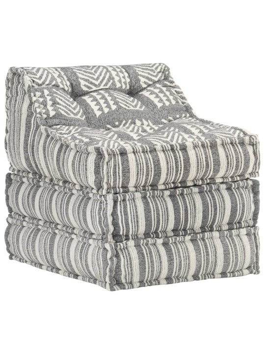 Modulární pouf šedý pruhovaný textil