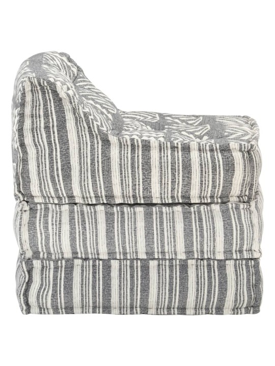 Modulární pouf šedý pruhovaný textil