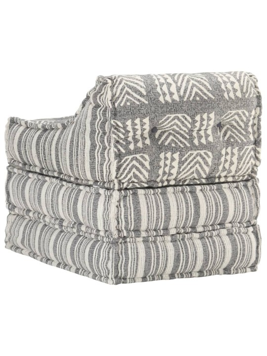 Modulární pouf šedý pruhovaný textil