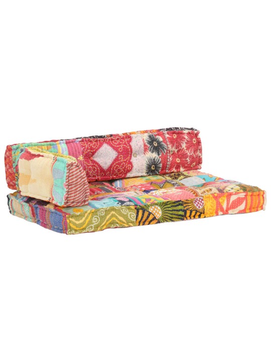 Poduška na pohovku z palet vícebarevná textil patchwork