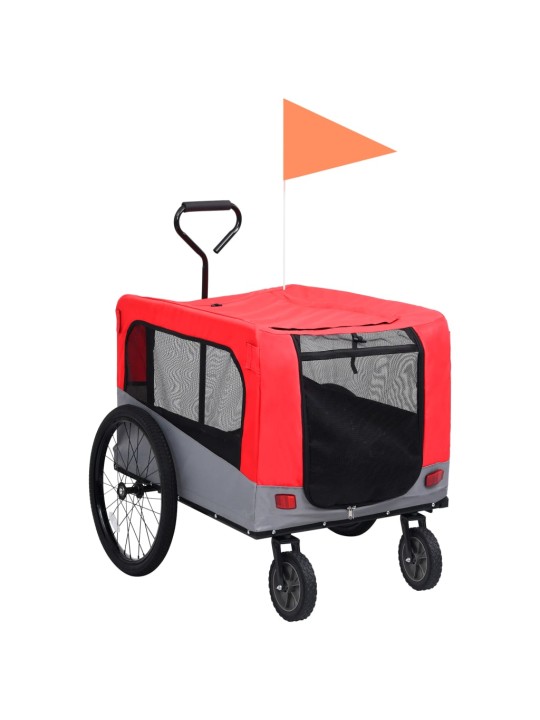 Vozík pro psa za kolo a na běhání 2 v 1 červený a šedý