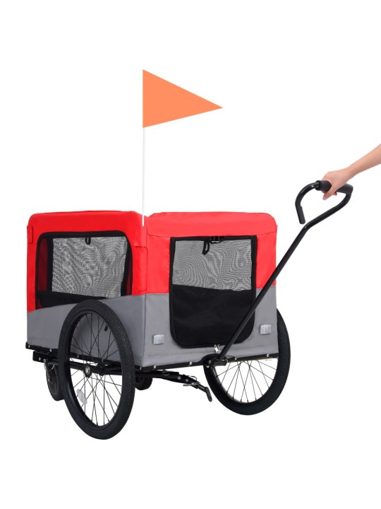 Vozík pro psa za kolo a na běhání 2 v 1 červený a šedý