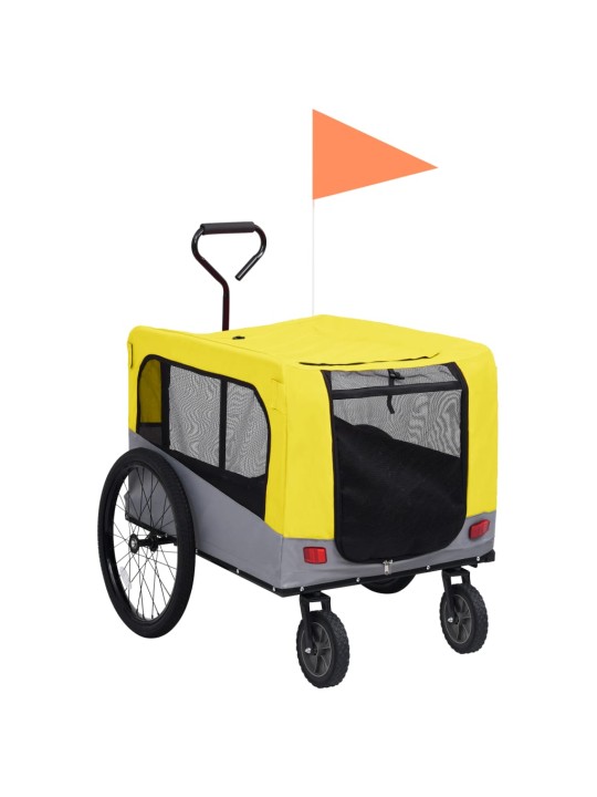 Vozík pro psa za kolo a na běhání 2 v 1 žlutý a šedý