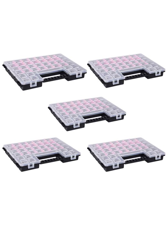 Boxy na součástky 5 ks nastavitelné přihrádky 385x283x50 mm