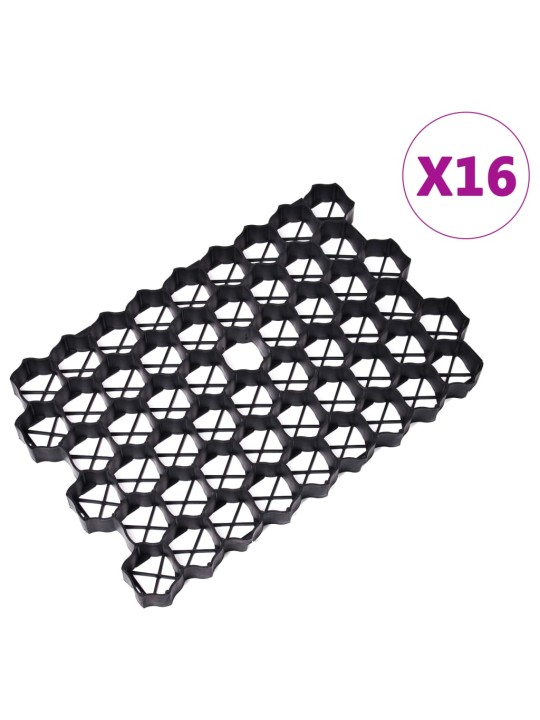 Zatravňovací dlaždice 16 ks černé 60 x 40 x 3 cm plast
