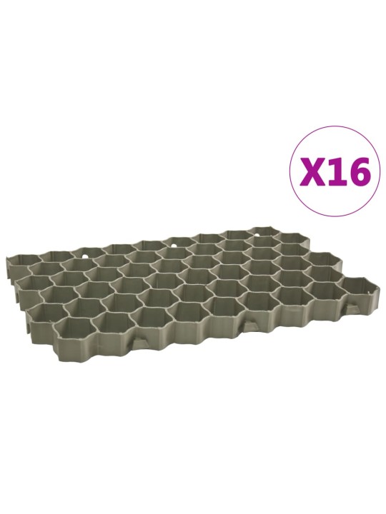 Zatravňovací dlaždice 16 ks zelené 60 x 40 x 3 cm plast