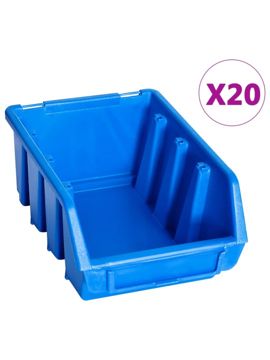 Stohovatelné úložné zásobníky 20 ks modré plast