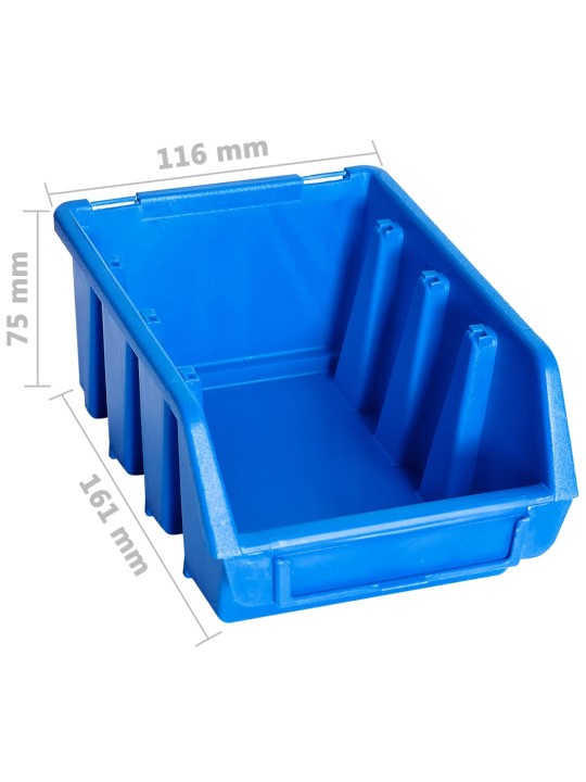 Stohovatelné úložné zásobníky 20 ks modré plast