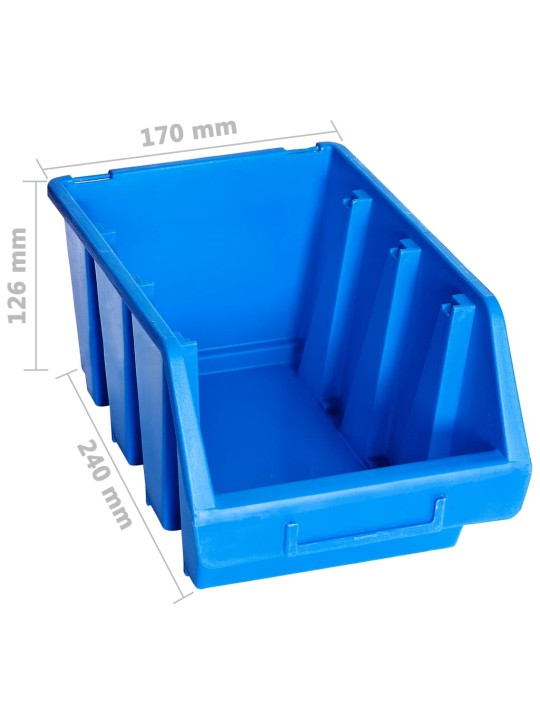 Stohovatelné úložné zásobníky 20 ks modré plast