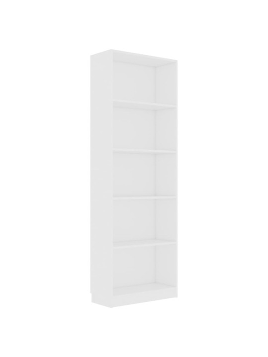 5patrová knihovna bílá 60 x 24 x 175 cm kompozitní dřevo