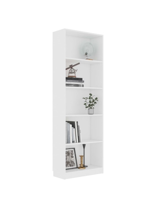 5patrová knihovna bílá 60 x 24 x 175 cm kompozitní dřevo