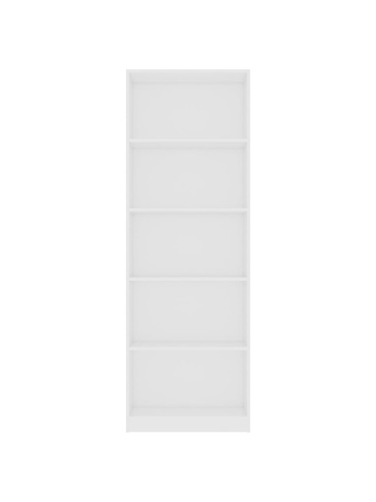 5patrová knihovna bílá 60 x 24 x 175 cm kompozitní dřevo