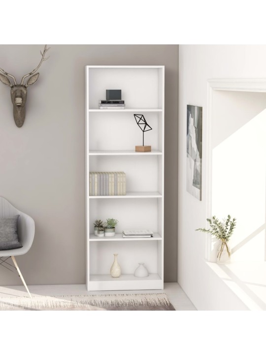 5patrová knihovna bílá 60 x 24 x 175 cm kompozitní dřevo