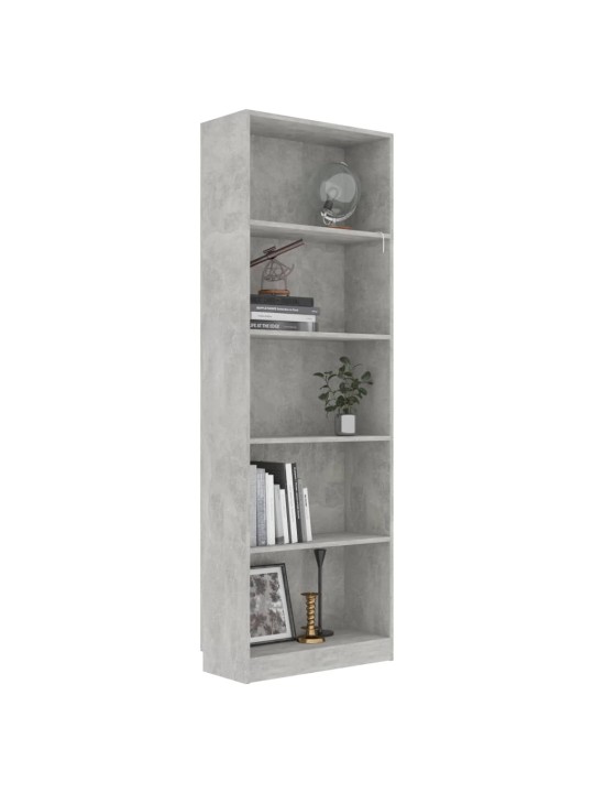 5patrová knihovna betonově šedá 60x24x175 cm kompozitní dřevo