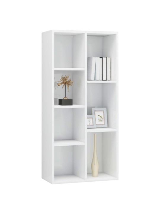 Knihovna bílá s vysokým leskem 50 x 25 x 106 cm dřevotříska