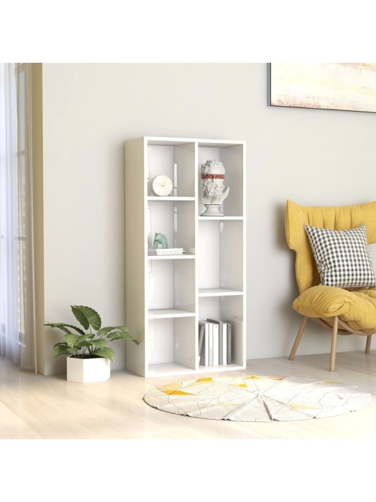 Knihovna bílá s vysokým leskem 50 x 25 x 106 cm dřevotříska