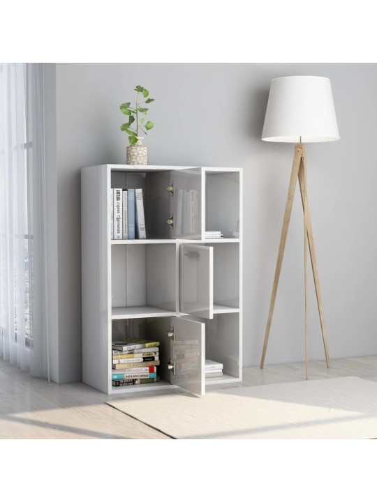 Úložná skříňka bílá vysoký lesk 60x29,5x90 cm kompozitní dřevo