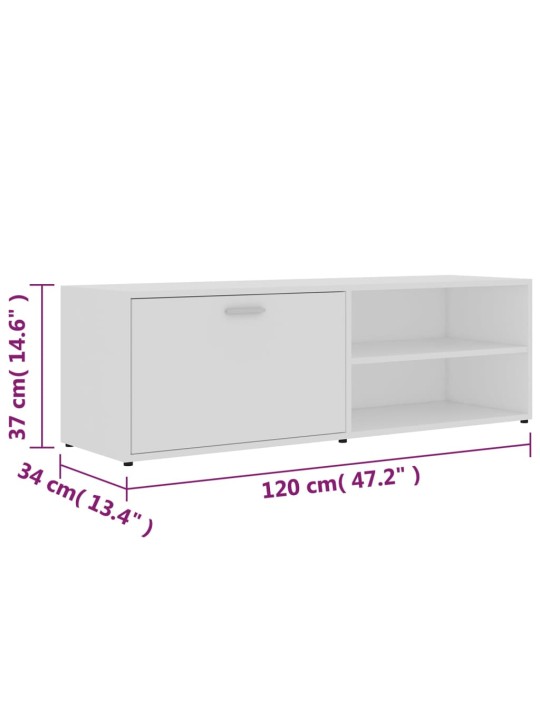TV stolek bílý 120 x 34 x 37 cm kompozitní dřevo