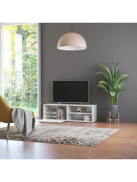 TV stolek bílý s vysokým leskem 120x34x37 cm kompozitní dřevo