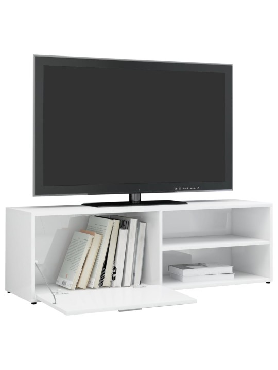 TV stolek bílý s vysokým leskem 120x34x37 cm kompozitní dřevo