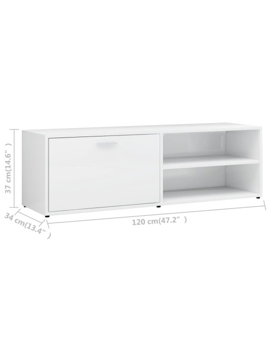 TV stolek bílý s vysokým leskem 120x34x37 cm kompozitní dřevo
