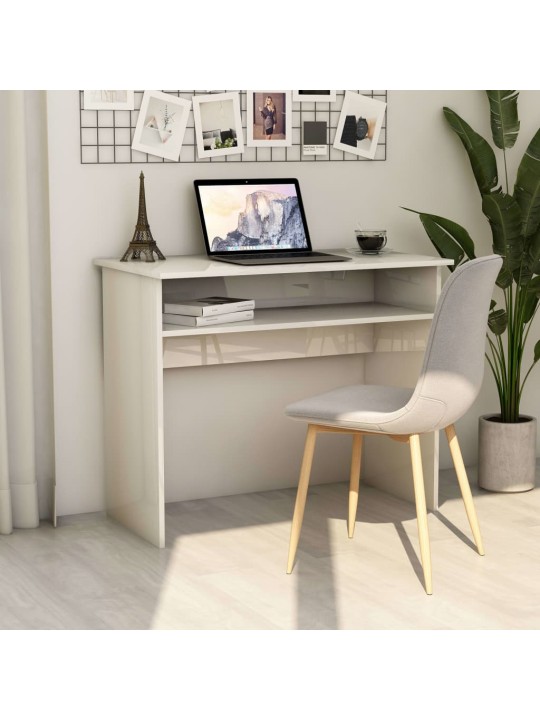 Psací stůl bílý s vysokým leskem 90x50x74 cm kompozitní dřevo
