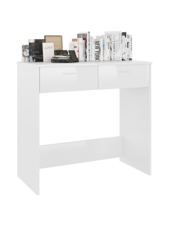 Psací stůl bílý s vysokým leskem 80x40x75 cm kompozitní dřevo