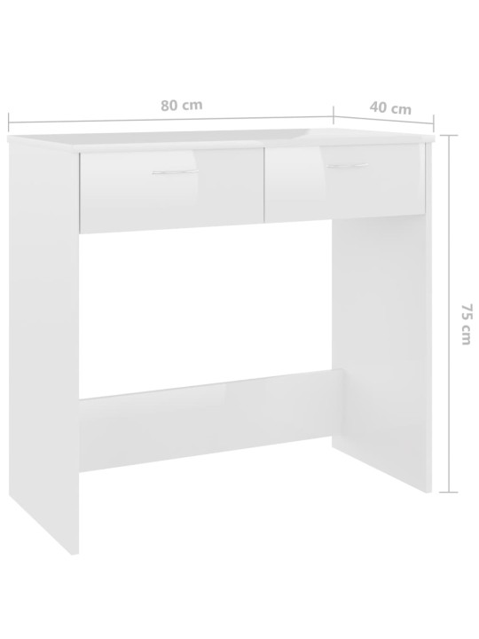 Psací stůl bílý s vysokým leskem 80x40x75 cm kompozitní dřevo
