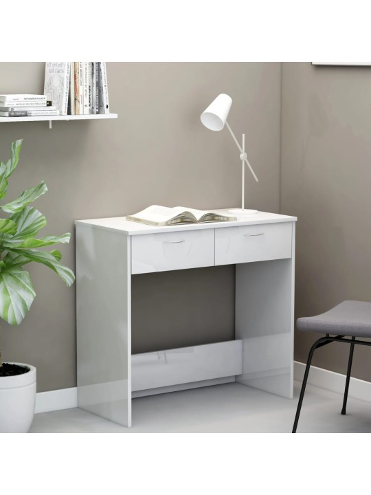Psací stůl bílý s vysokým leskem 80x40x75 cm kompozitní dřevo