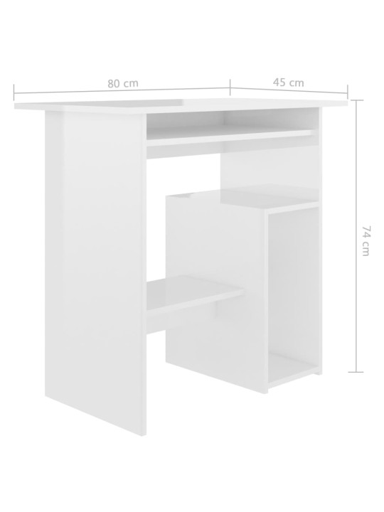Psací stůl bílý s vysokým leskem 80x45x74 cm kompozitní dřevo