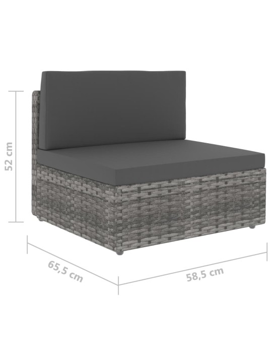 Dílčí středová pohovka polyratan šedá