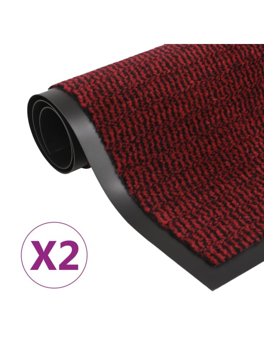 Protiprachové obdélníkové rohožky 2 ks všívané 60x90 cm červené