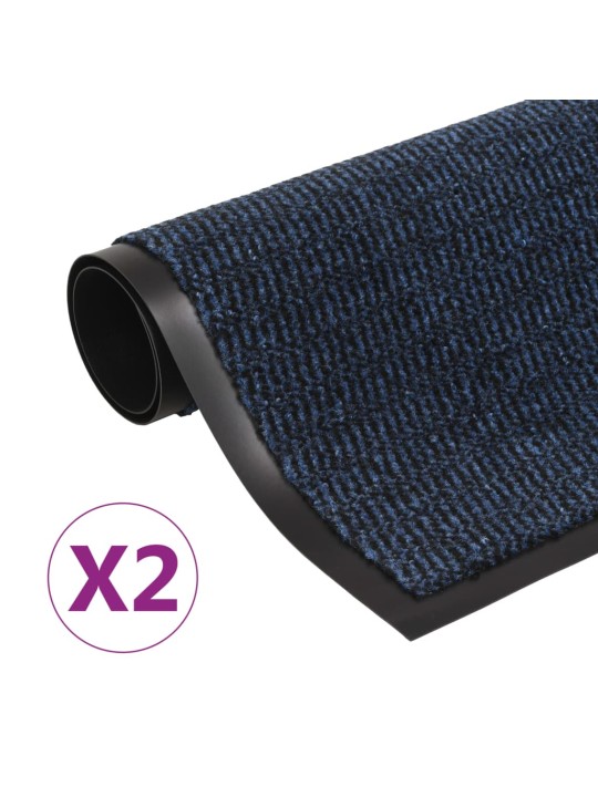 Protiprachové obdélníkové rohožky 2 ks všívané 60 x 90 cm modré