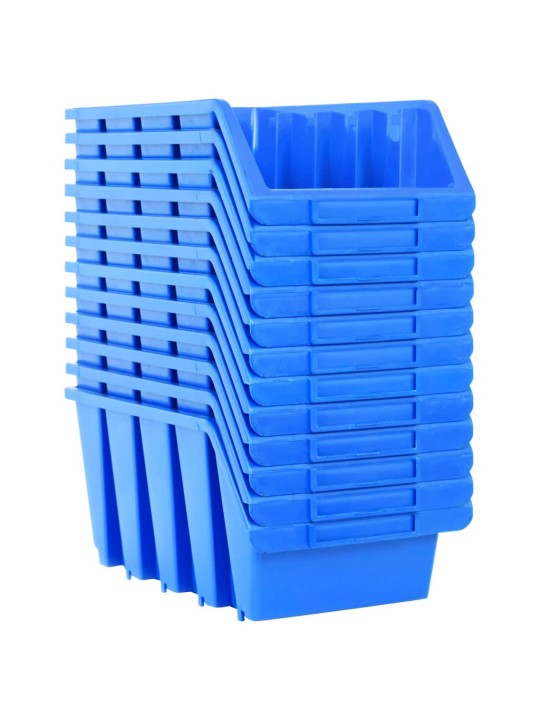 Stohovatelné úložné zásobníky 14 ks modré plast