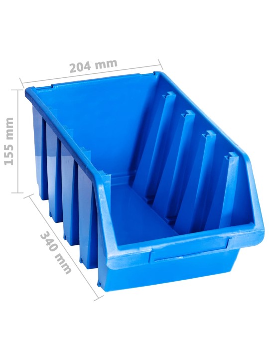 Stohovatelné úložné zásobníky 14 ks modré plast