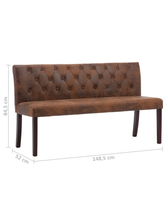 Lavice 148,5 cm hnědá umělá semišová kůže