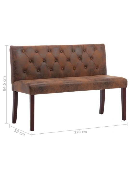 Lavice 120 cm hnědá umělá semišová kůže