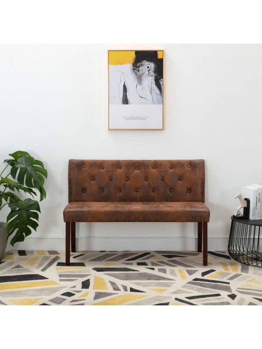Lavice 120 cm hnědá umělá semišová kůže