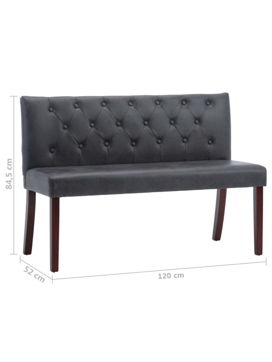 Lavice 120 cm šedá umělá semišová kůže