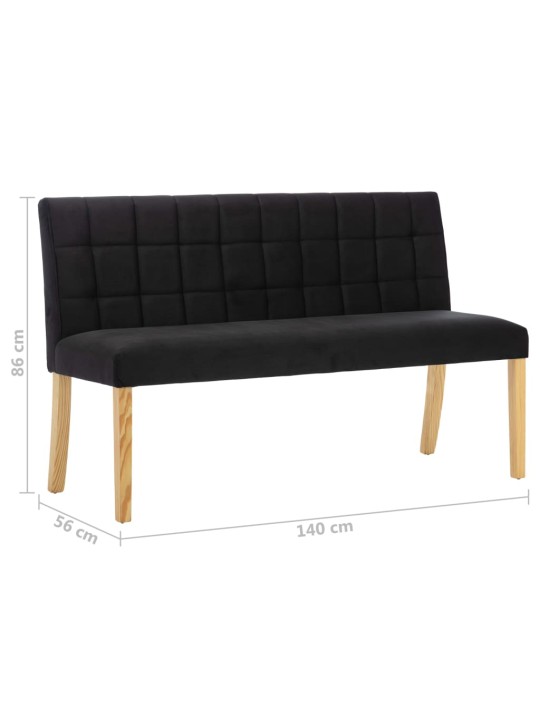 Lavice 140 cm černá samet