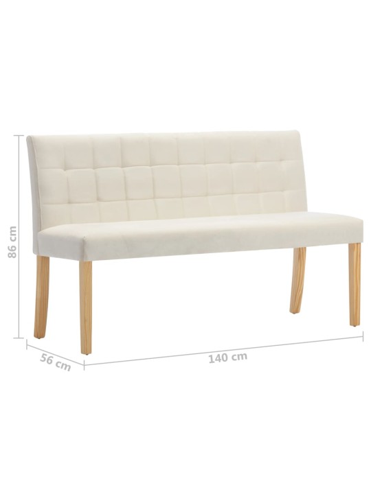 Lavice 140 cm krémová samet